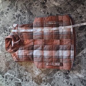 Plaid Puffer Vest with Button And Zipper Closure